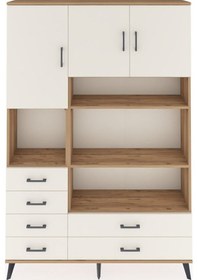 Resim Arges Dolap 9 Raflı 6 Çekmeceli 3 Kapaklı 132x30x195 Çam-aytaşı/aytaşı Aytası/aytası 