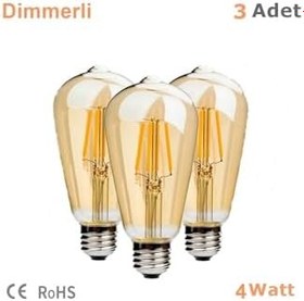 Resim Ucuz Geldi 4 Watt Rustik Led Ampul 3 Adet St64 Dimmerli Rustik Armut Ampul E27 Duy Bal Cam Sarı Işık 