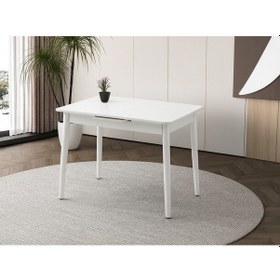 Resim Ortadan Açılır Büyüyen Ahşap Yemek Masası Beyaz 80x130cm 
