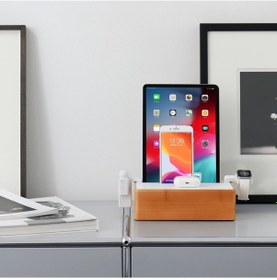 Resim Alldock Wireless Kablosuz Şarj Standı - Bambu / Beyaz 