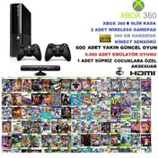 Resim Microsoft Xbox 360 E Slim 500 GB Konsol + 2 Kablosuz Gamepad + Kinect Sensör + HDMI Kablo 