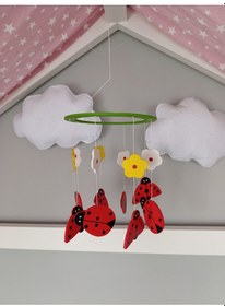 Resim Bebek Beşik Süsü Dönence Organik Dekorasyon Montessori-mdl-2007 Kırmızı 