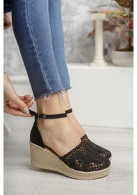 Resim Gimer - Dolgu Topuk Örgülü Siyah Ayakkabı - Ifs400101G Siyah 