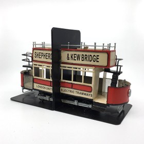 Resim Londra Nostaljik Tramvay Figürlü Kitap Tutucu 