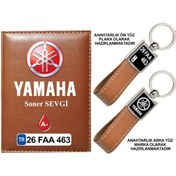 Resim Plakanıza Özel Yamaha Logolu Taba Ruhsat Kabı Ve Anahtarlık 