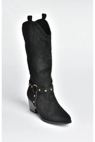 Resim Park Moda Süet Kovboy Tarz Tokalı Şık Günlük Çizme Bot 