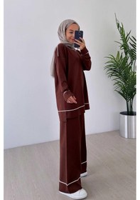 Resim Kahijab Biye Detay Merserize Takım - Kahverengi Kahverengi 