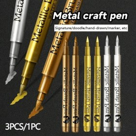 Resim 3 adet / 1 adet Metalik Renkli Kalemtıraşlar - El Sanatları, Scrapbooking ve Kumaş Sanatı için Altın, Gümüş ve Bakır Kalıcı Boya Kalemleri Seti - Canlı Renkler ve Pürüzsüz Uygulama 