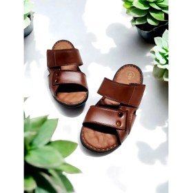 Resim Erkek Deri Cırtlı Ayarlanabilir Ev ve Dışarı Terliği 