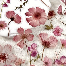 Resim DIY Scrapbooking, Fotoğraf Albümü ve Dergi Kolaj Dekorları için 50'li Bitki ve Çiçek PET Sticker Paketi 