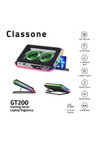 Resim Classone Gaming Gt200 Laptop Soğutucu Notebook Stand,3000 Rpm, 10 Rgb Işık Kontrolü , 15.6 -17 Inch 