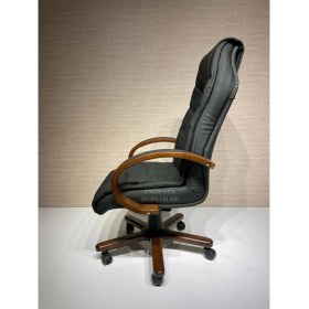Resim Ömür Ofis Atlas Ahşap Yönetici / Makam / Müdür Koltuğu Deri Siyah 