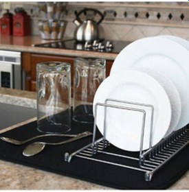 Resim Siyah Emici Bulaşık Kurutma Örtüsü Bulaşıklık Siyah 