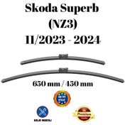 Resim Skoda Superb Nz3 2023 2024 Uyumlu Ön Cam Muz Tipi Silecek Süpürgesi Seti 650/450mm Silbak 