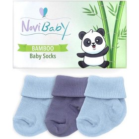 Resim Novibaby 3'lü Bambu Yenidoğan Bebek Çorabı I Blue Stone I 0-6 ay "Karışık Renkli" 