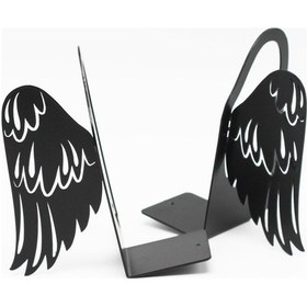 Resim Kanat Desenli Metal Kitap Desteği - Kitap Tutucu - Ev Ve Ofis Dekoratif Aksesuar 2 Li Set 