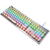 Resim Geeksen 104 Tuşlu Kablolu Mekanik Klavye Mavi Anahtar Ergonomik Tasarım Rgb Arka Aydınlatma Çoklu Aydınlatma Beyaz 