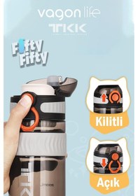 Resim Tkk 550 Ml Rahat İçim U Ağızlı Bpa İçermeyen Taşıma Kulplu Tritan Su Matarası Fftkk1016-550ml 001 