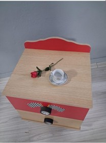 Resim Komodin Formüla 90653 İki Çekmeceli Digital Baskı Yüksek Ayak Lastik Kulp Kırmızı 