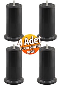Resim Badem10 Keson 4 Adet 10 cm Siyah Plastik Mobilya Baza Tv Ünitesi Yükseltme Ayağı Destek Ayağı 