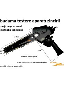 Resim Budama Testere Aparatı Zincirli Şarjlı Matkap Testeresi Pratik Keskin.sunta Mdf Dal Kesme Aleti 