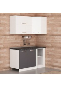 Resim Minar 150cm Köşe Mutfak Dolabı - Beyaz/antrasit K150-a2 
