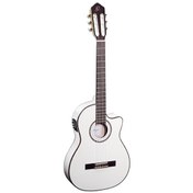 Resim Ortega RCE145WH Thinline Elektro Klasik Gitar (Beyaz) 