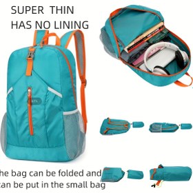 Resim 25L Katlanabilir Naylon Sırt Çantası, Ayarlanabilir Askılar - Süper İnce, Astarlı Olmayan, Fermuarlı Omuz Çantası, Açık Hava, Yürüyüş, Koşu ve Kısa Seyahatler İçin - Kadınlar İçin İdeal, Yürüyüş Ekipmanları | Ayarlanabilir Askı Çantası | Fermuarlı Kapatma 