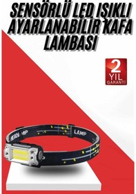 Resim Ucuztekno Sensörlü Kamp Lambası Ayarlanabilir Kafa Lambası Kafa Bantlı Renkli 
