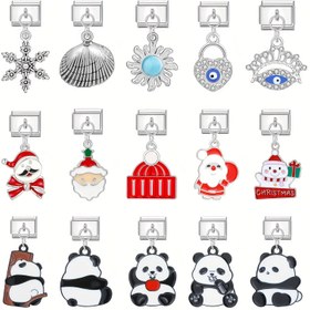 Resim 1 adet Şeytan Gözü Panda Noel Kalp Elementi Eğlenceli Tasarım Ücretsiz Değiştirilebilir İtalyan Bileklik Kolye Şekerlik Modülü Tek Kurulumu Yok 