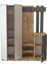 Resim L'occi Concept Wood Vestiyer Portmanto Ayakkabılık Çam-Antrasit 