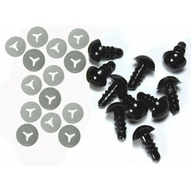 Resim miraylahobi 16 mm Amigurumi Vidalı Göz Siyah 10 Çift 