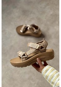 Resim Kadın Sandalet N-step Turuncu Mavi Pembe Cırtlı Kalın Taban Plaj Yürüyüş Outdoor Trekking 411 Bej 