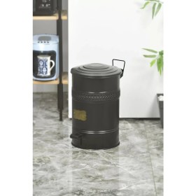 Resim Pedallı Metal Galvaniz Mutfak Banyo Kapaklı Çöp Kovası 16 Lt Siyah 