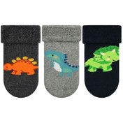 Resim Veraye socks Dinazor Desen Baskılı Havlu Erkek Bebek Çorabı 