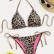 Resim Kadınlar için Yazlık Seksi Leopar Desenli Bikini Takımı 