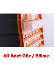 Resim Badem10 Vida Dübel Civata Kutusu Bölmeli Avadanlık Monoblok Çekmeceli 60'lı Takım Çantası Plastik Organizer 