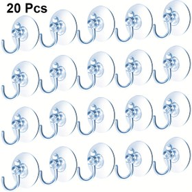 Resim 20'li Paket Şeffaf Plastik Vantuz Kancalar - Banyo, Mutfak, Duş için Matkap Gerektirmeyen Duvar Askıları - Parti Dekorasyonu, Havlular, Eşyalar için Güçlü Yapışkan Çok Amaçlı Kanca (Kolay Kurulum, Hasar Bırakmaz), Duş ve Mutfak Organizasyonu için Vantuz Kancaları, Modern Estetik, Matkapsız Montaj, Kullanım İçin Kancalar 