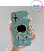 Resim Molly Technology Huawei Nova 10 Için Su Yeşili Astronot Standlı Kenarları Gold Detaylı Lüks Silikon Kılıf 