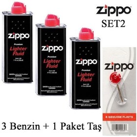 Resim Zippo 3 Benzin+1 Paket Taş Set 