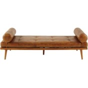 Resim Napolyon Doğal Ahşap Gerçek Deri Daybed 