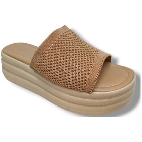 Resim Efsun 3009-25 Triko Anatomik Dolgu Topuk Kadın Terlik Bej 