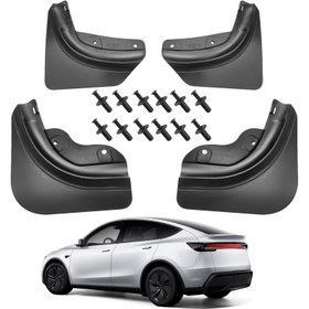 Resim 4 Adet Tesla Model Y Juniper 2025-2026 için Çamurluk - TPE Deliksiz Sıvı Şövaleleri, Araç İnce Koruma, 2025 ile Uyumlu Dış Mekan Ekipmanları, 6 Ayaklı Elektrikli SUV'ler ve Diğer Modellerle Tamamen Entegre Edilmiş 