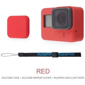 Resim Kırmızı-silikon Koruyucu Kapak Gopro Hero 7 6 5 Için Kordon Aksesuarlı Siyah Kol Konut Case Çerçeve Go Pro 7 6 5 