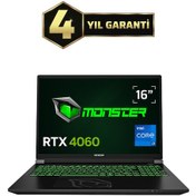 Resim Monster Tulpar T6 V3.1.8 i7-13700HX 64 GB 1 TB SSD 8 GB RTX4060 16" Dos Dizüstü Bilgisayar 