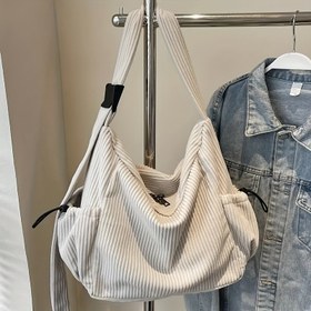 Resim Şehir Stili Sonbahar Kışluğu Pazen Bayan Omuz Çantası, Tek Renkli Dizayn, çok Cepli ve Geniş Kapasiteli, çıkartılabilır Kayma Fermuar Polyester Astar İş Seyahat Günlük 1 kullanim iyi Siyaht/Bej Haki Dayanklı Moda Unisex Casual Sevgililer güni hediyesi şeker el canti hafif 