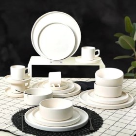 Resim Mat Beyaz Stackable Yemek/kahvaltı Takımı 20 Parça 4 Kişilik 
