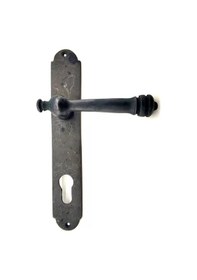 Resim Antika Tarz Dekoratif Pirinç Taşra Oda Kapı Kolu - 220x35 Mm, Oksit Siyah 