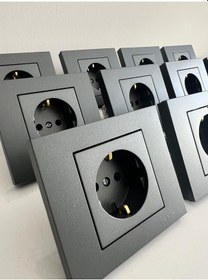 Resim Ovivo Topraklı Priz Çerçeve Dahil Füme 12 Adet F 9209 