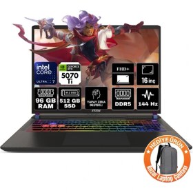 Resim Msı Vector 16 Hx Aı Intel Core Ultra 7 255HX 96GB 512GB SSD RTX5070TI 12GB Freedos Fhd+ 16" 144Hz Taşınabilir Bilgisayar A2XWHG-091XTR-A21 